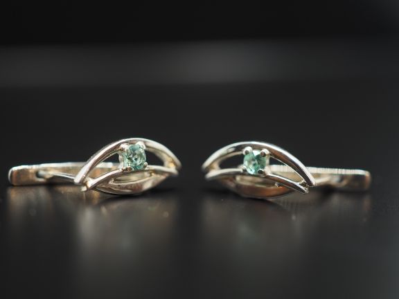 Серьги из серебра с натуральными бериллами - 54