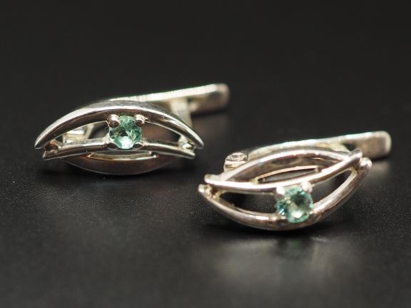 Серьги из серебра с натуральными бериллами - 54