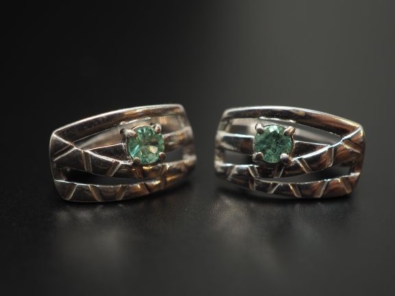 Серьги из серебра с натуральными бериллами - 58
