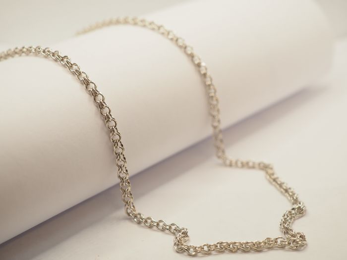 Серебряная цепь 70 см. плетение Бисмарк - 10